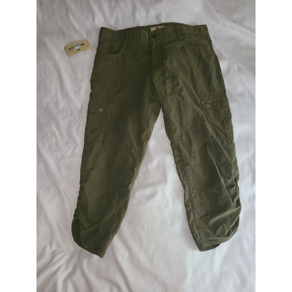 Woolrich Womens Olive Green Cargo Pants Hiking Outdoor Ruched Hem Size 6 NWT